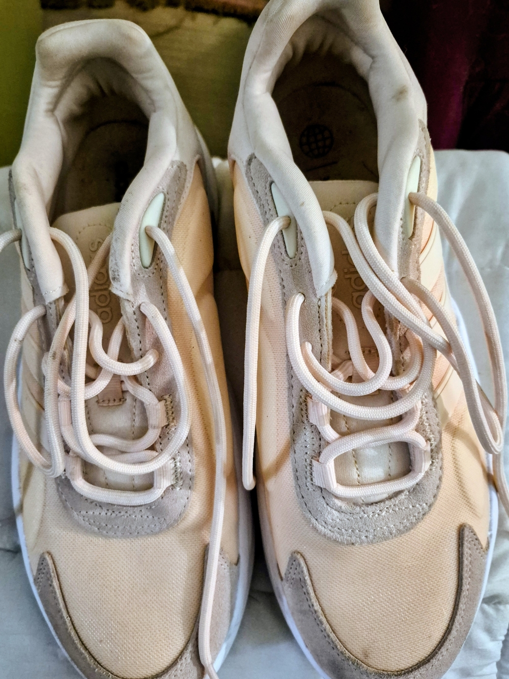 adidas Women's Pale Pink Lace-Up Sneakers